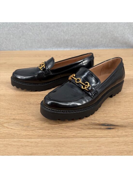 Circus by Sam Edelman Shoes - Circus Sam Edelman Ella Lug Sole Loafer Shoe Size 10 Black Patent Gold Platform